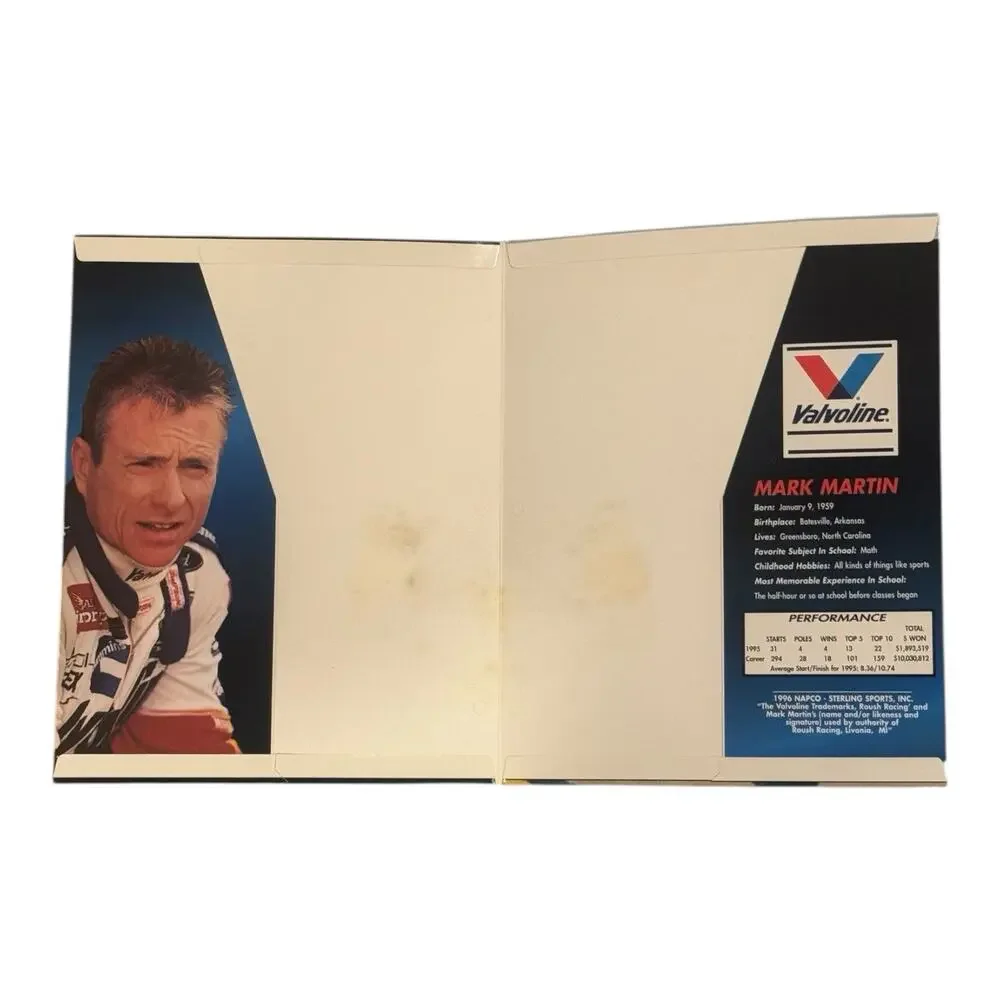Lot of 5 1996 Napco Nascar 3 Holed Punched Folders 9 1/4 X 11 3/4